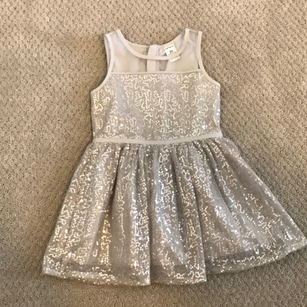 Girls 2T Silver Sparkly Dress